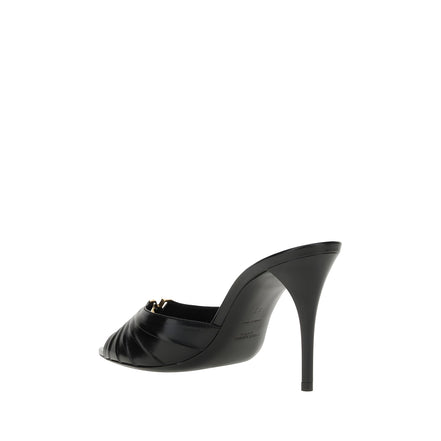 Saint Laurent Black Lambskin Stiletto Heel Sandals