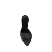 Saint Laurent Black Lambskin Stiletto Heel Sandals