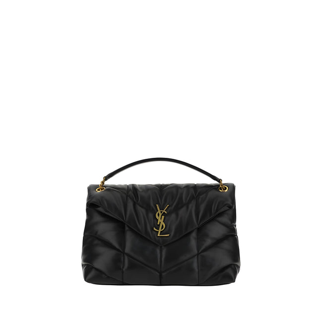 Geantă de umăr Saint Laurent neagră LouLou din piele nappa