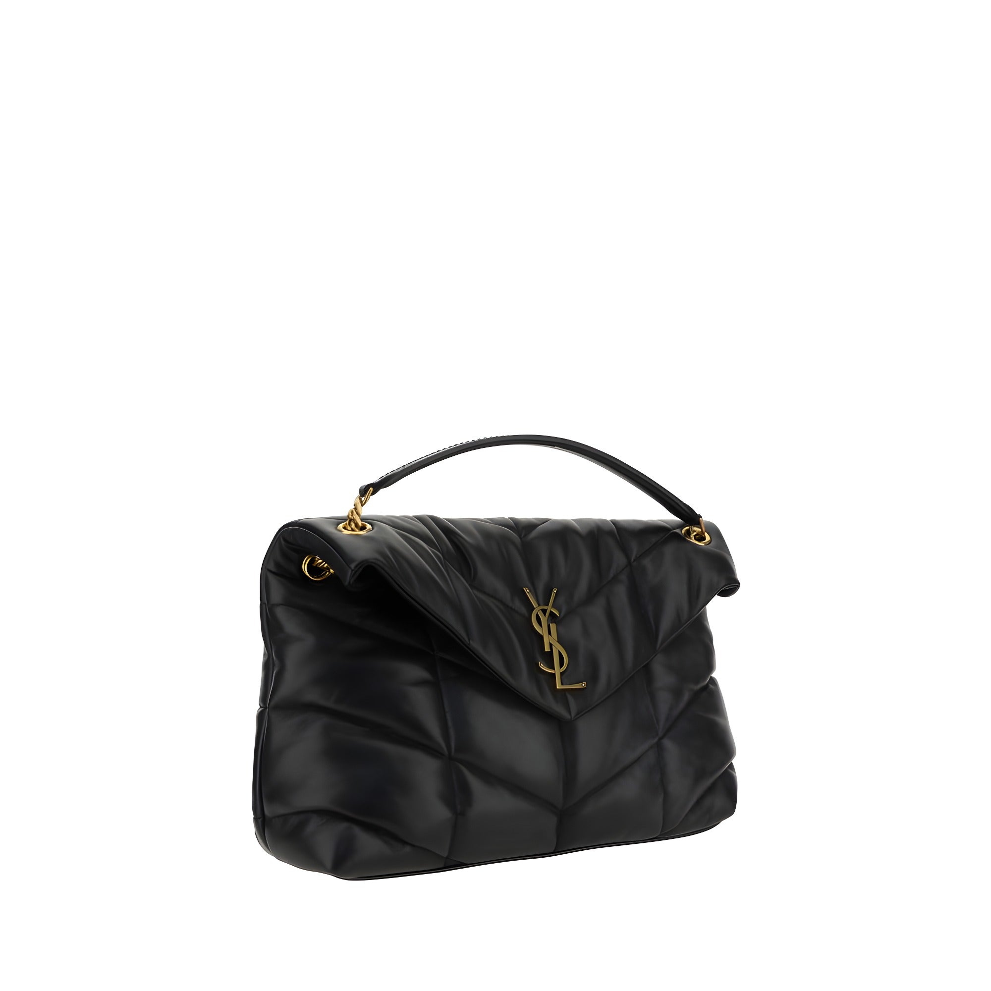 Geantă de umăr Saint Laurent neagră LouLou din piele nappa