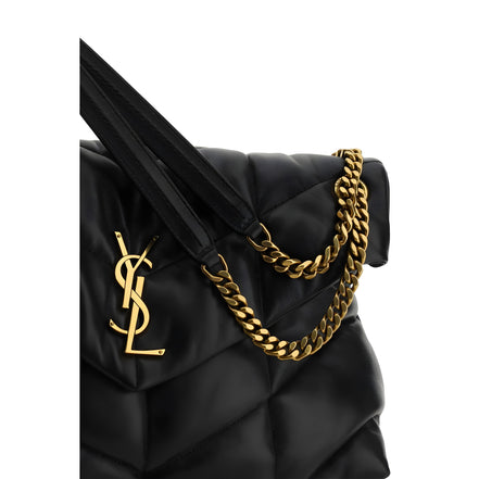 Geantă de umăr Saint Laurent neagră LouLou din piele nappa
