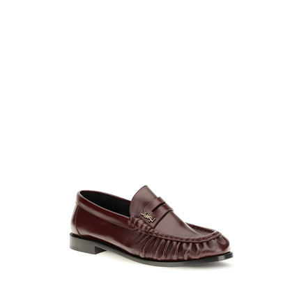 Mocasini slip-on Saint Laurent bordo din piele