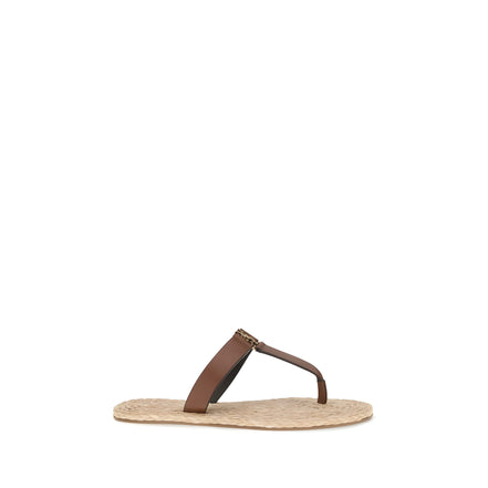 Sandale plate maro Saint Laurent