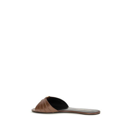 Saint Laurent Brown Calf Leather Mules