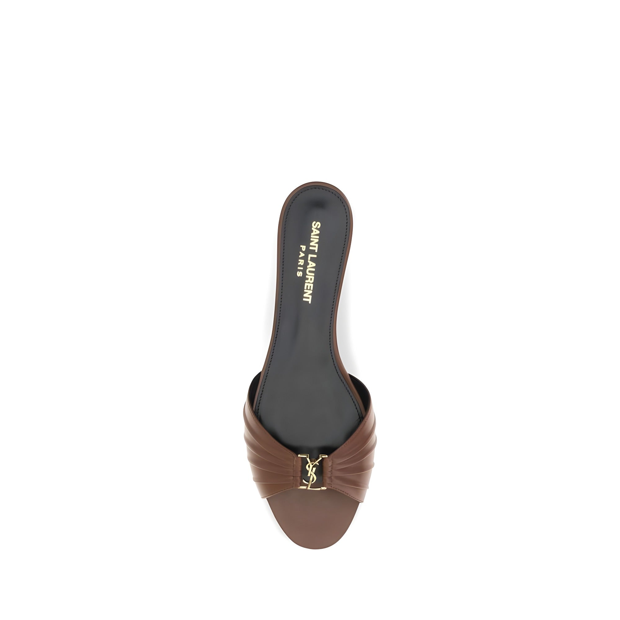 Saint Laurent Brown Calf Leather Mules