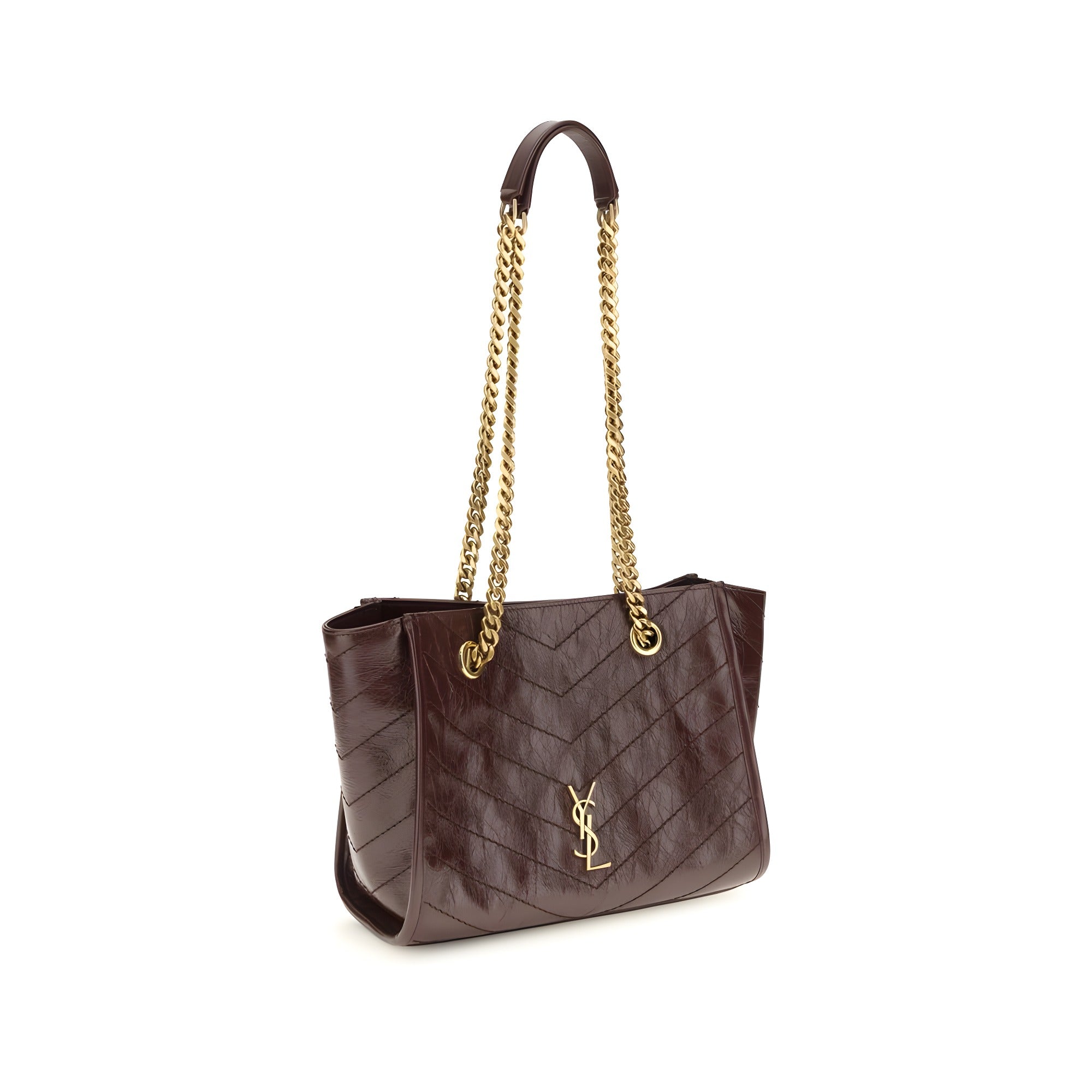 Geantă de umăr Saint Laurent maro din piele