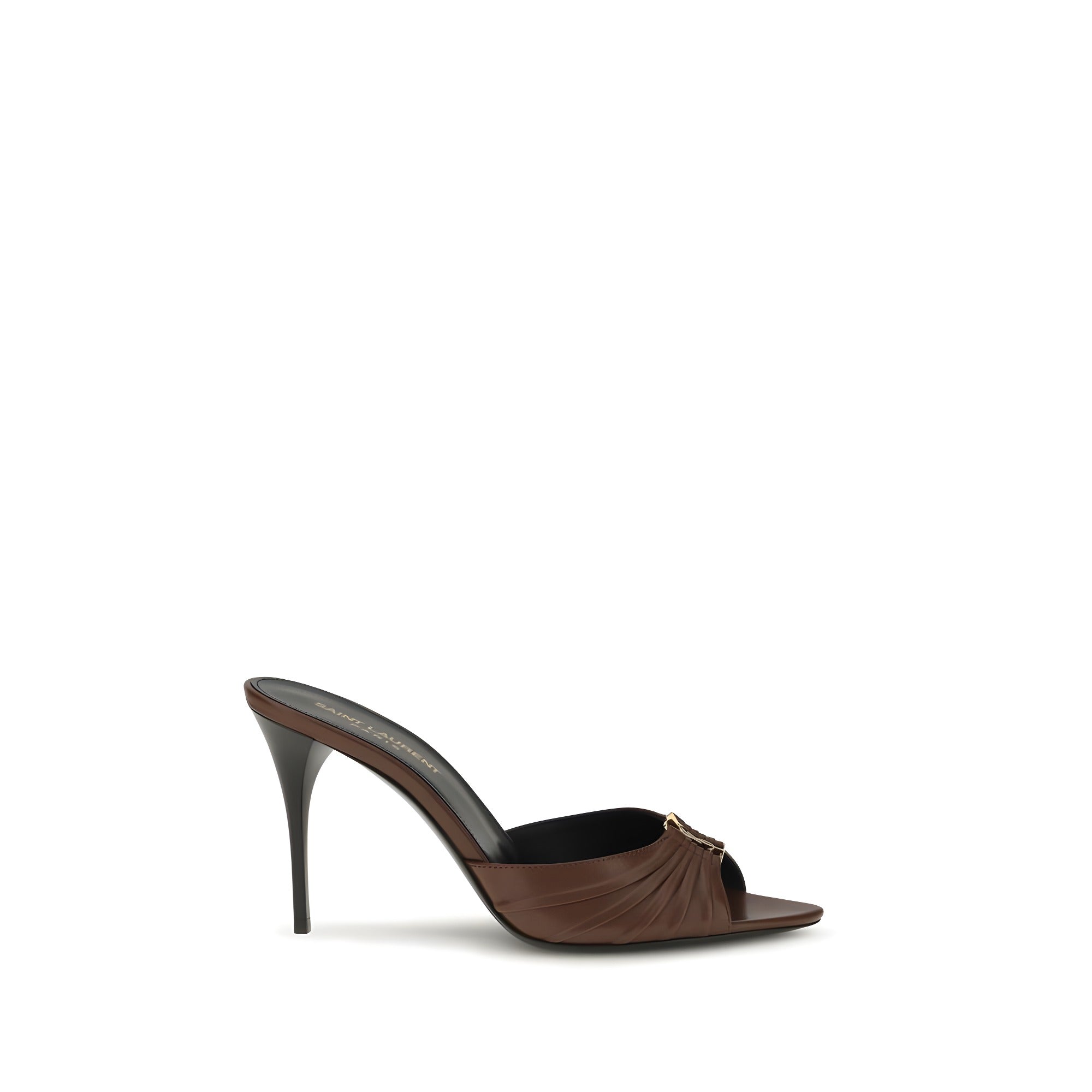 Saint Laurent Brown Calf Leather Mules