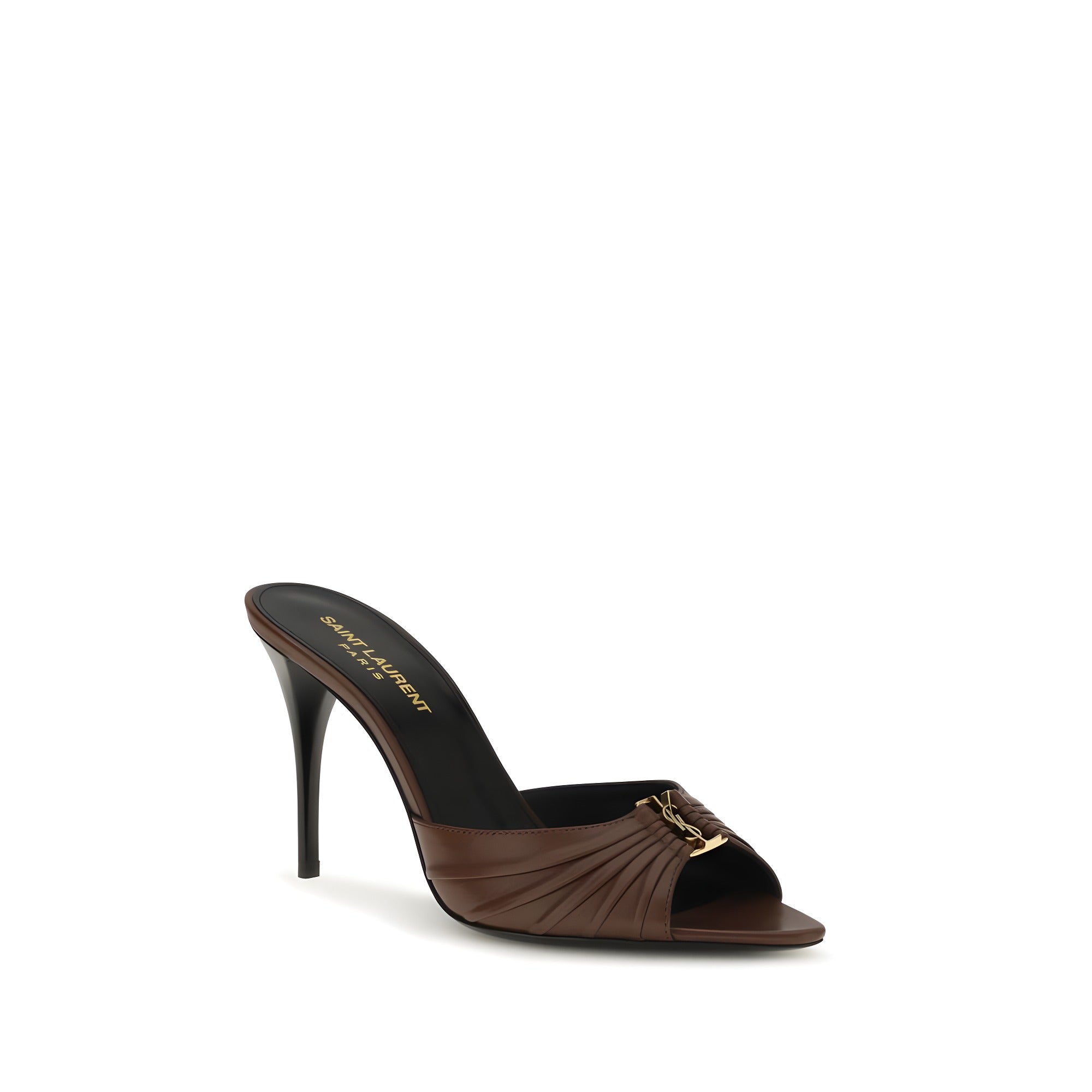 Saint Laurent Brown Calf Leather Mules