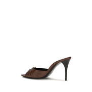 Saint Laurent Brown Calf Leather Mules