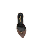 Saint Laurent Brown Calf Leather Mules