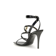 Sandale Saint Laurent Cassandra negre, din piele lăcuită, cu toc stiletto