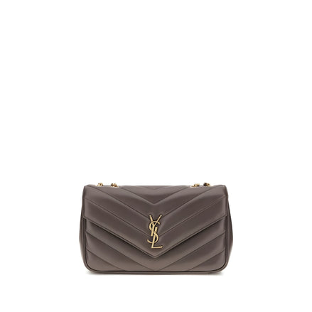 Geantă de umăr Saint Laurent gri din piele de miel