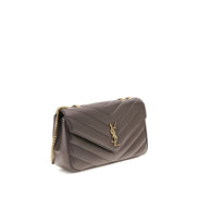 Geantă de umăr Saint Laurent gri din piele de miel