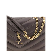 Geantă de umăr Saint Laurent gri din piele de miel