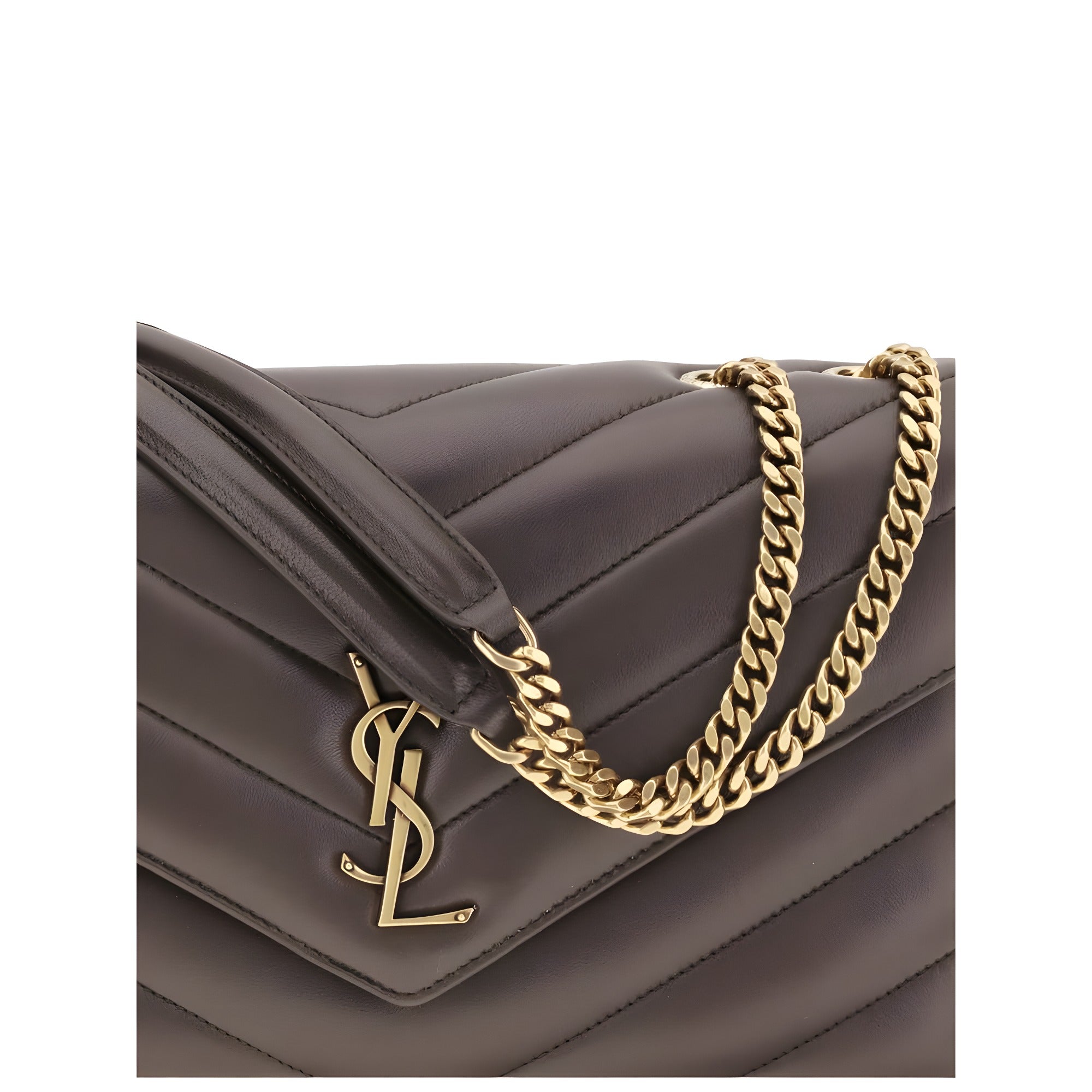 Geantă de umăr Saint Laurent gri din piele de miel
