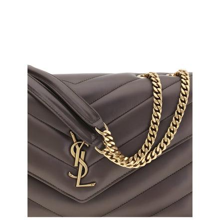 Geantă de umăr Saint Laurent gri din piele de miel