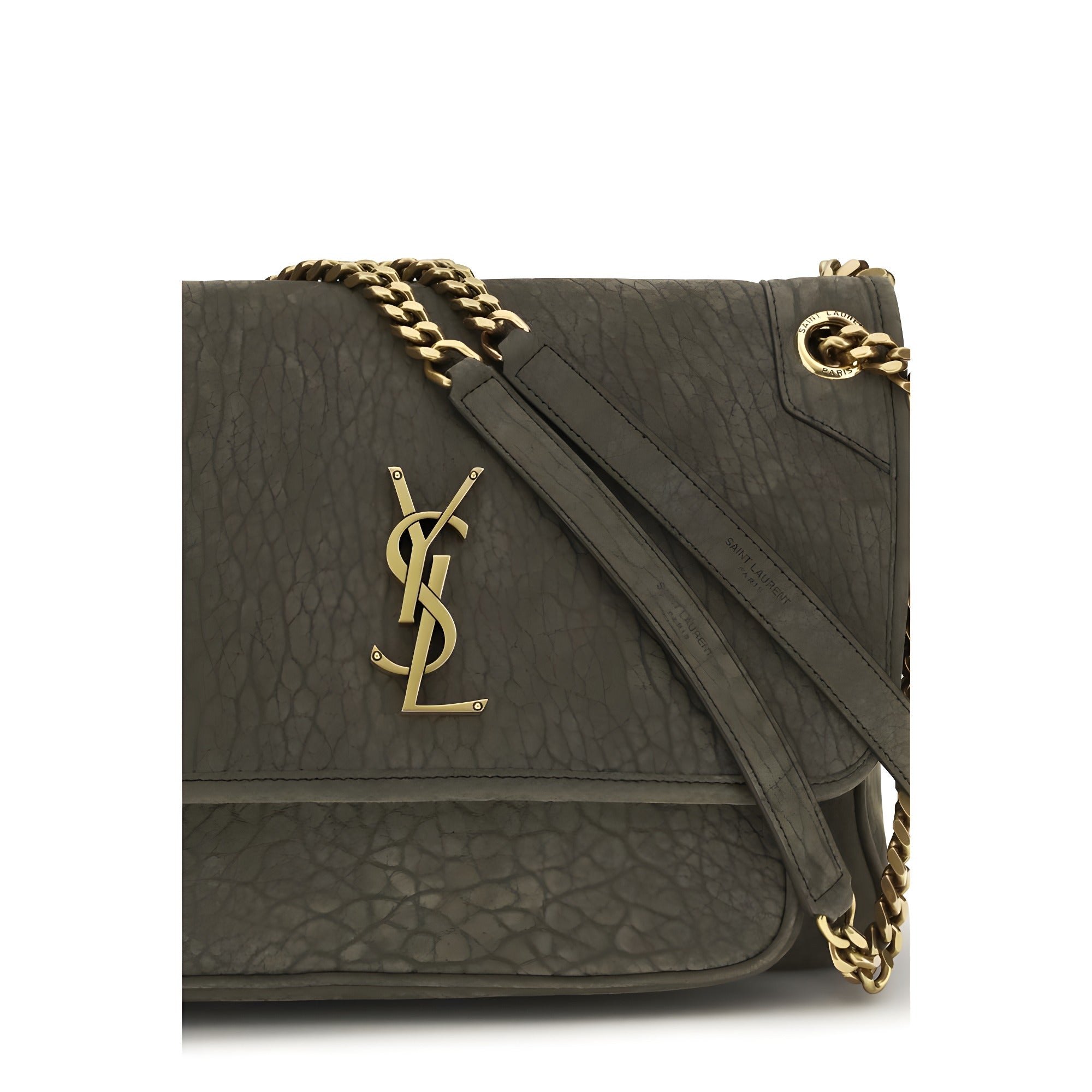 Saint Laurent Gray Leather Shoulder Bag