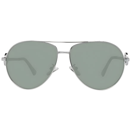 Silver aviator sunglasses with green tinted lenses, modern unisex designer eyewear