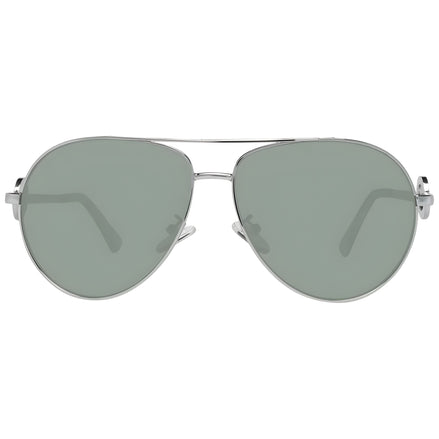 Silver aviator sunglasses with green tinted lenses, modern unisex designer eyewear