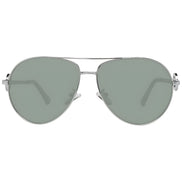 Silver aviator sunglasses with green tinted lenses, modern unisex designer eyewear