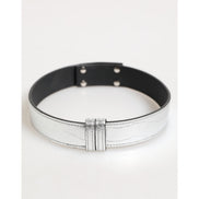 Dolce & Gabbana Bandă de gât din piele argintie texturată cu metal auriu