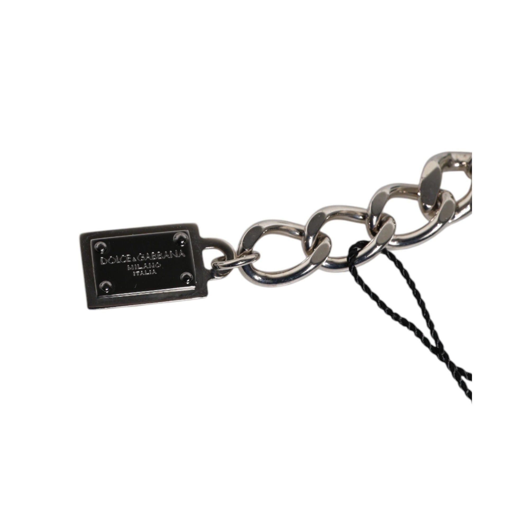 Dolce & Gabbana Silver Tone Brass Bead Dice Logo Embellish Charm Bracelet