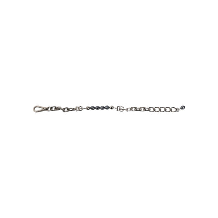Dolce & Gabbana Silver Tone Chain Lobster Clasp Logo Grey Pearls Bracelet
