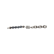 Dolce & Gabbana Silver Tone Chain Lobster Clasp Logo Grey Pearls Bracelet