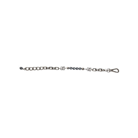Dolce & Gabbana Silver Tone Chain Lobster Clasp Logo Grey Pearls Bracelet