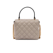 Geantă de mână Versace matlasată din piele, culoarea Taupe