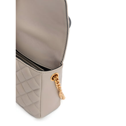 Geantă de mână Versace matlasată din piele, culoarea Taupe