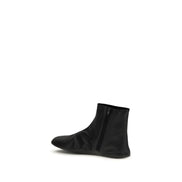 The Row Black Leather Ankle Boots