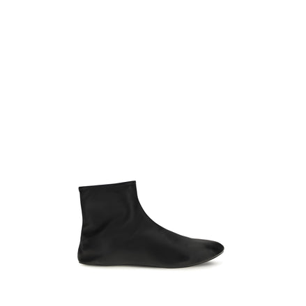 Ghete scurte din piele neagră The Row