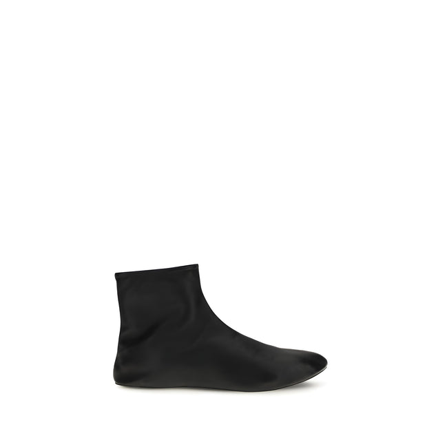 The Row Black Leather Ankle Boots