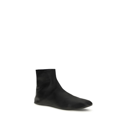 The Row Black Leather Ankle Boots