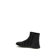 The Row Black Leather Ankle Boots