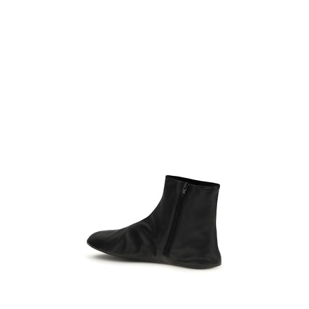 The Row Black Leather Ankle Boots