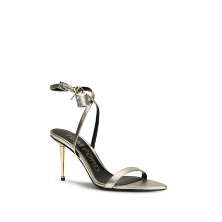 Sandale cu toc stiletto auriu Tom Ford