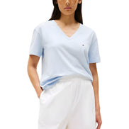 Tricou Tommy Hilfiger albastru din bumbac organic