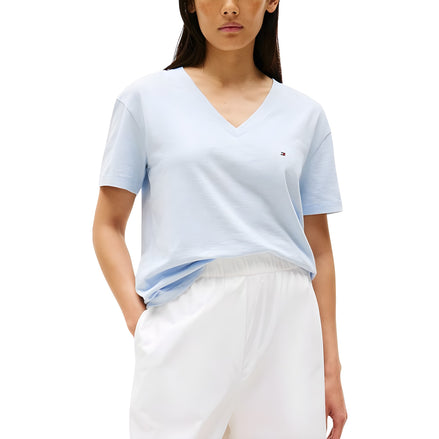 Tricou Tommy Hilfiger albastru din bumbac organic
