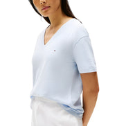 Tricou Tommy Hilfiger albastru din bumbac organic