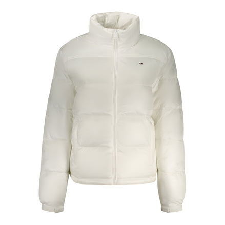 Jachetă Tommy Hilfiger albă din poliester pentru femei