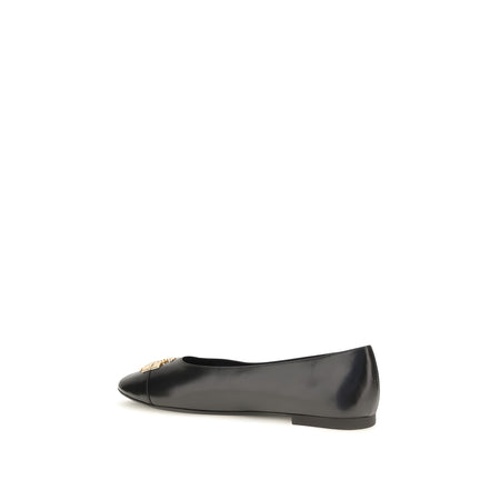 Tory Burch Black Calf Leather Bos Taurus Ballet Flats