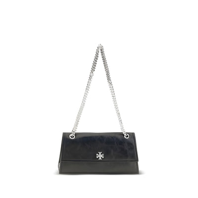 Geantă de umăr Tory Burch neagră din piele întoarsă