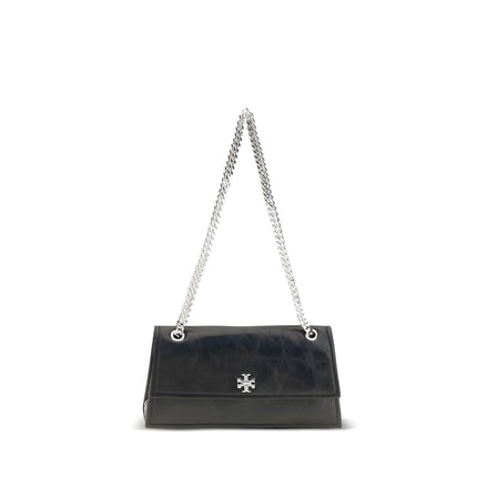 Geantă de umăr Tory Burch neagră din piele întoarsă