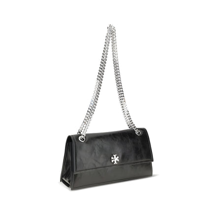 Geantă de umăr Tory Burch neagră din piele întoarsă