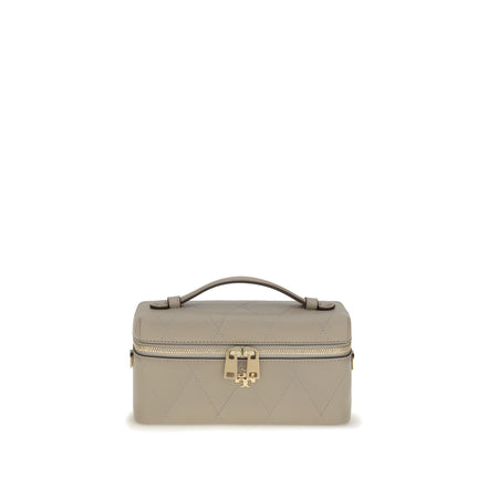 Tory Burch Gray Calf Leather Beauty Case