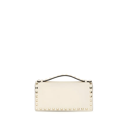 Valentino Garavani Beige Rockstud Chain Wallet