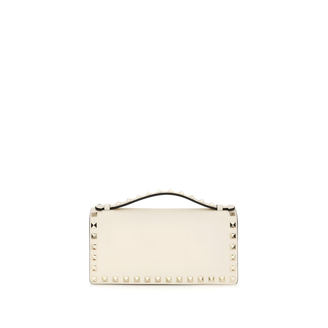 Valentino Garavani Beige Rockstud Chain Wallet