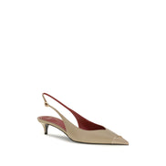 Valentino Garavani Beige Calf Leather Mid Heel Pumps